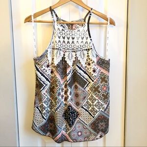 Boho Paisley Patchwork Print Lace Top 💗 Papaya